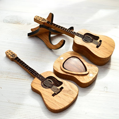 Wavy Guitar Pick Box | Personalized Wooden Design - Hartwella