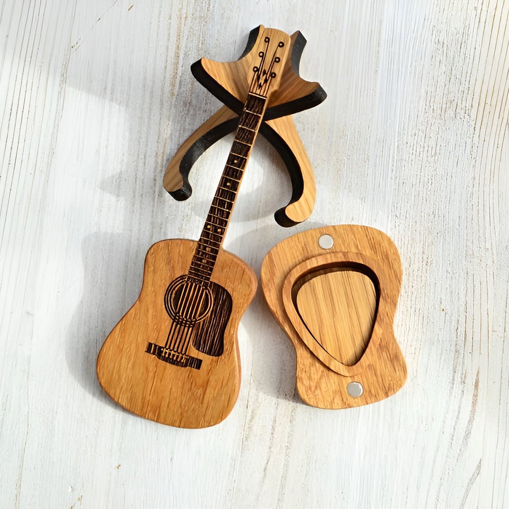 Wavy Guitar Pick Box | Personalized Wooden Design - Hartwella