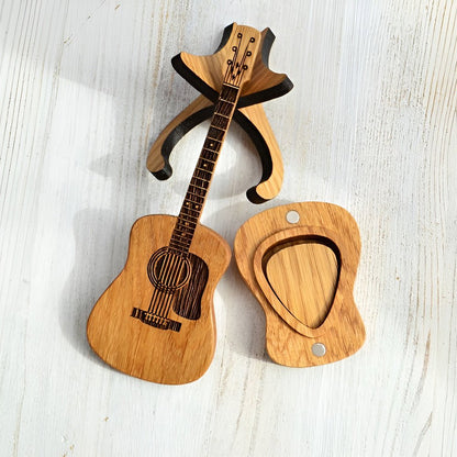 Wavy Guitar Pick Box | Personalized Wooden Design - Hartwella