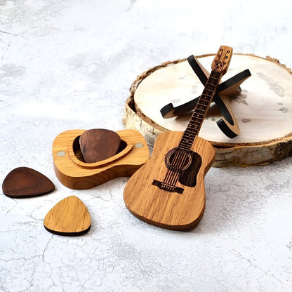 Wavy Guitar Pick Box | Personalized Wooden Design - Hartwella