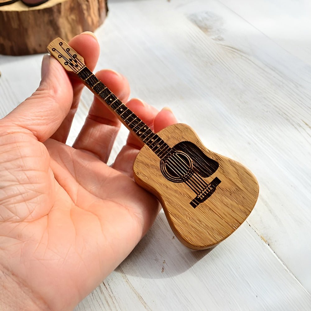 Wavy Guitar Pick Box | Personalized Wooden Design - Hartwella