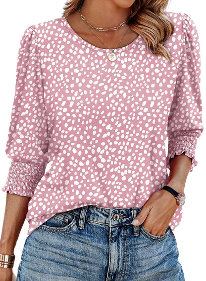 Wendy Blouse | 3/4 Length Sleeve, Smocked Cuffs - Hartwella