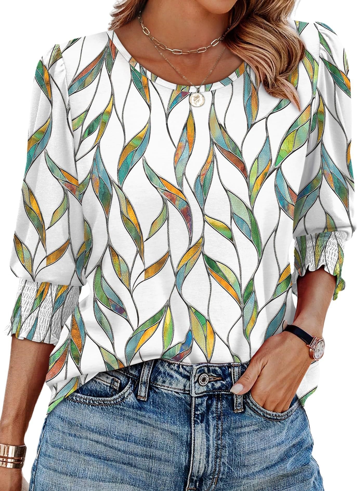 Wendy Blouse | 3/4 Length Sleeve, Smocked Cuffs - Hartwella