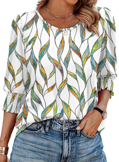 Wendy Blouse | 3/4 Length Sleeve, Smocked Cuffs - Hartwella