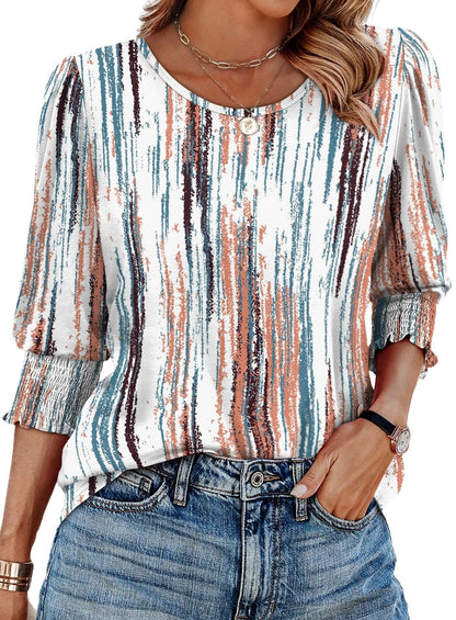 Wendy Blouse | 3/4 Length Sleeve, Smocked Cuffs - Hartwella
