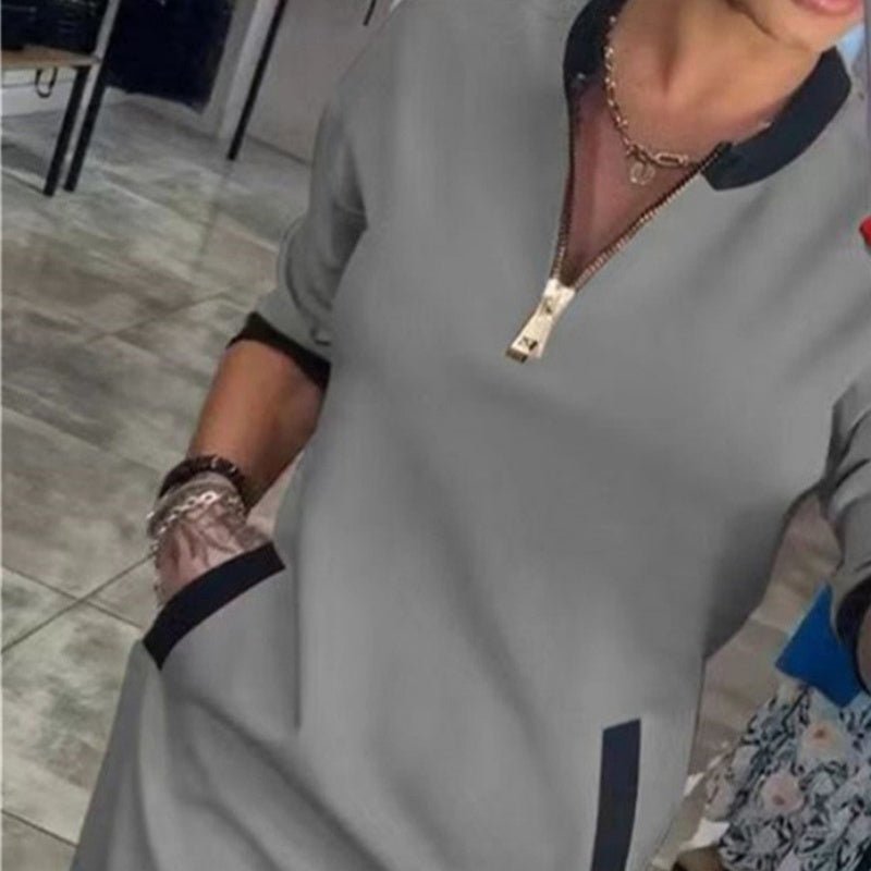 Wendy Casual Dress | Stylish V Neck, 3/4 Sleeves - Hartwella