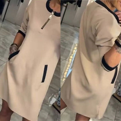 Wendy Casual Dress | Stylish V Neck, 3/4 Sleeves - Hartwella