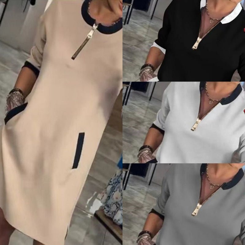 Wendy Casual Dress | Stylish V Neck, 3/4 Sleeves - Hartwella