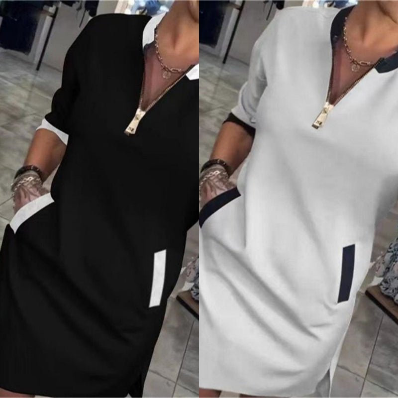 Wendy Casual Dress | Stylish V Neck, 3/4 Sleeves - Hartwella