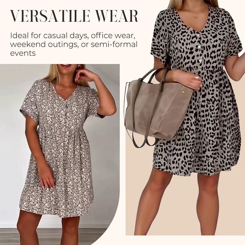 Wendy Casual Dress | V-Neck, A-Line Design - Hartwella