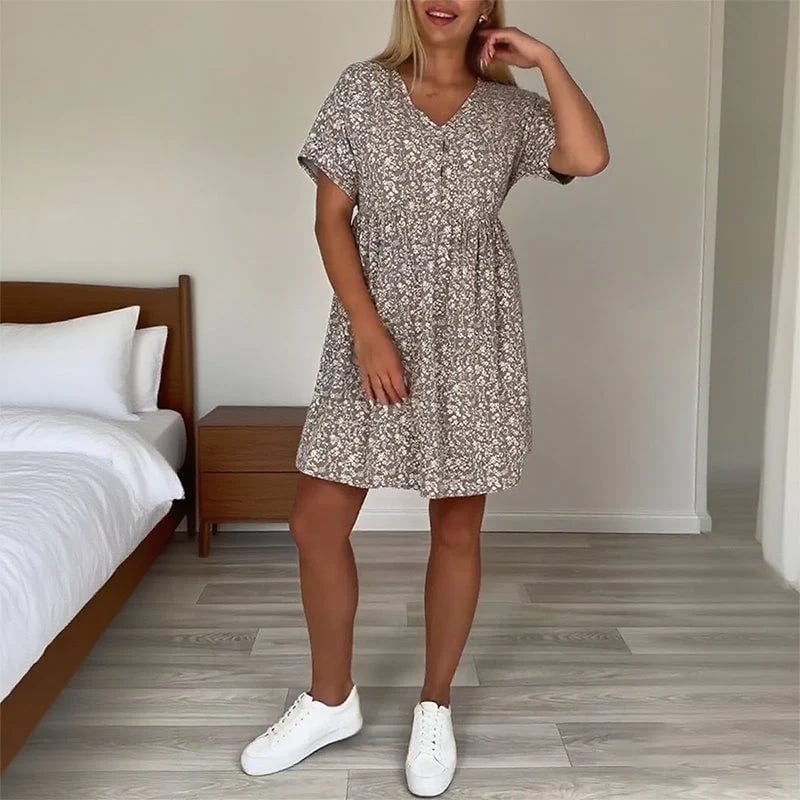 Wendy Casual Dress | V-Neck, A-Line Design - Hartwella