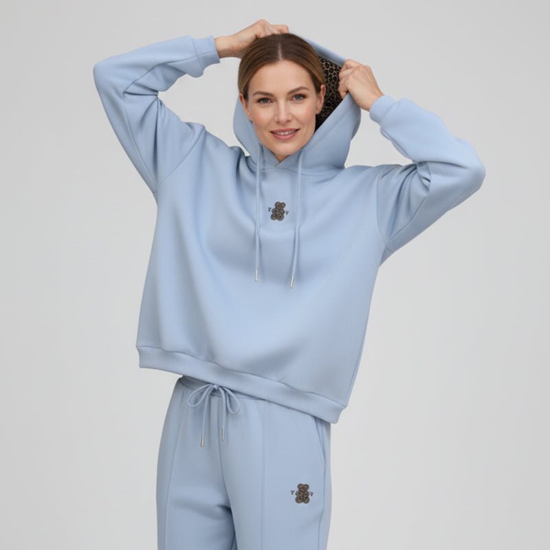 Wendy Casual Hoodie Set | Leopard-Print Lining, Oversized Fit - Hartwella