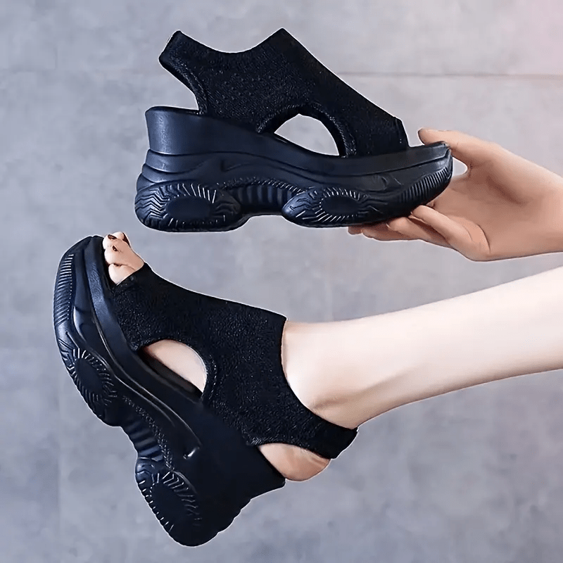 Wendy Wedge Sandals for Women | Open Toe, Breathable Knit, Non - Slip Wedge Heels - Hartwella