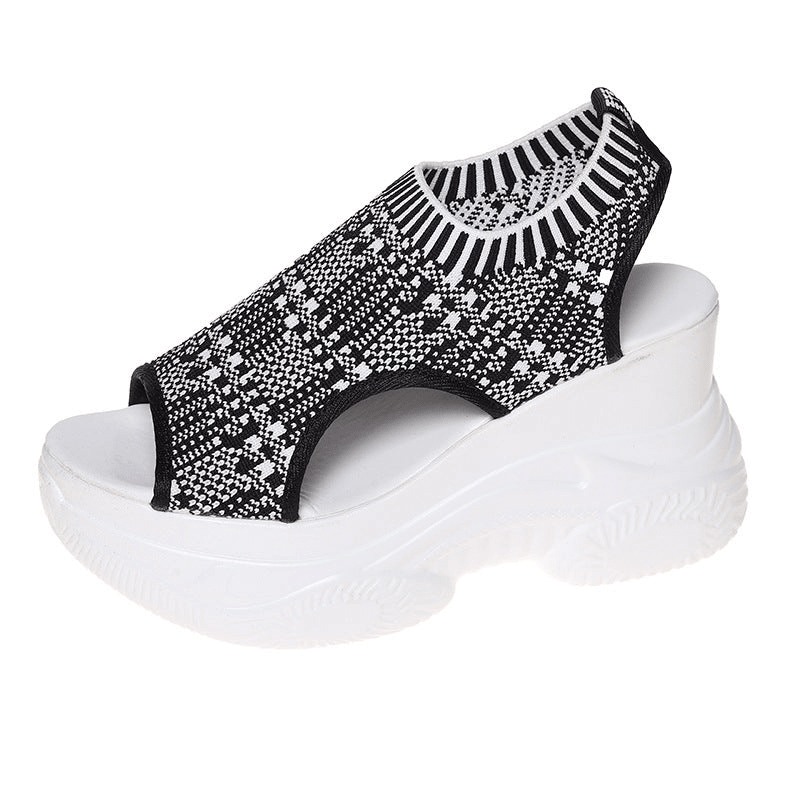Wendy Wedge Sandals for Women | Open Toe, Breathable Knit, Non - Slip Wedge Heels - Hartwella
