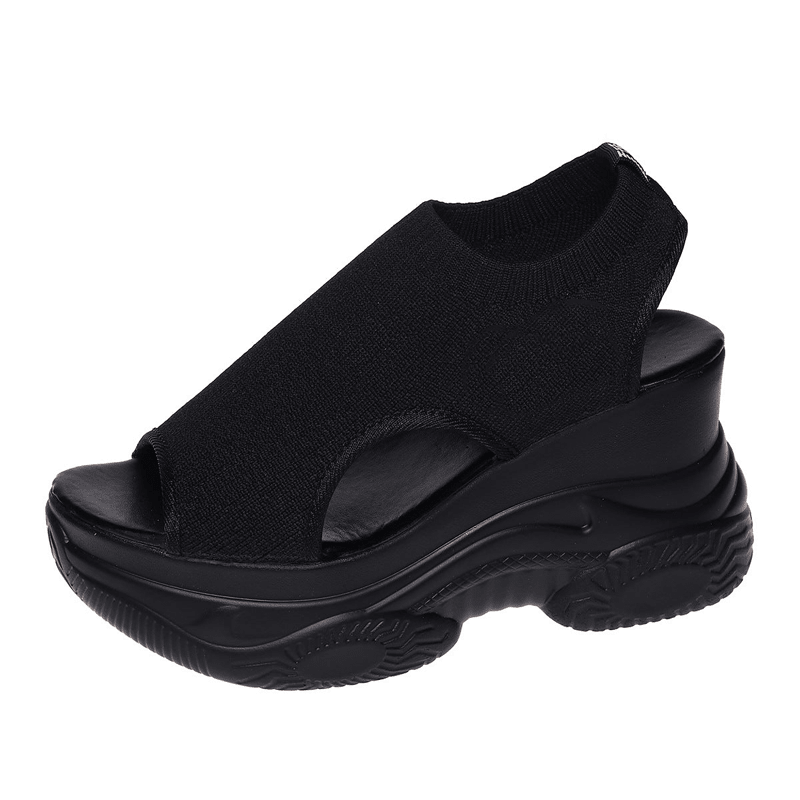 Wendy Wedge Sandals for Women | Open Toe, Breathable Knit, Non - Slip Wedge Heels - Hartwella