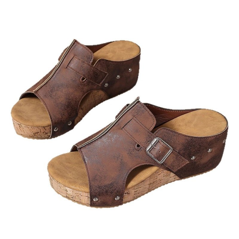 Wendy Wedge Sandals | Peep Toe, Comfortable Design - Hartwella