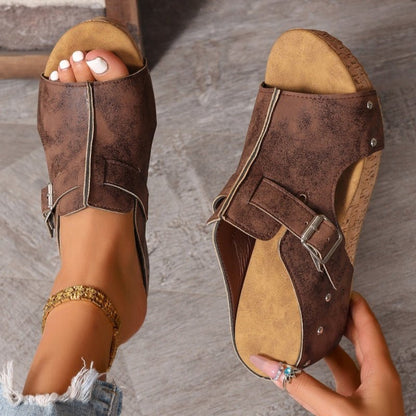 Wendy Wedge Sandals | Peep Toe, Comfortable Design - Hartwella