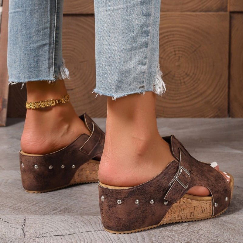 Wendy Wedge Sandals | Peep Toe, Comfortable Design - Hartwella