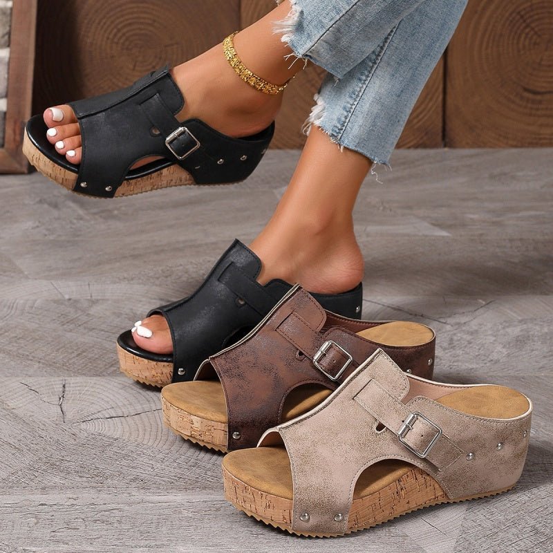 Wendy Wedge Sandals | Peep Toe, Comfortable Design - Hartwella