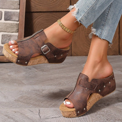 Wendy Wedge Sandals | Peep Toe, Comfortable Design - Hartwella
