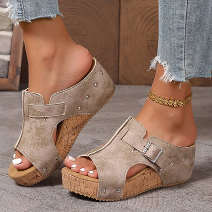 Wendy Wedge Sandals | Peep Toe, Comfortable Design - Hartwella
