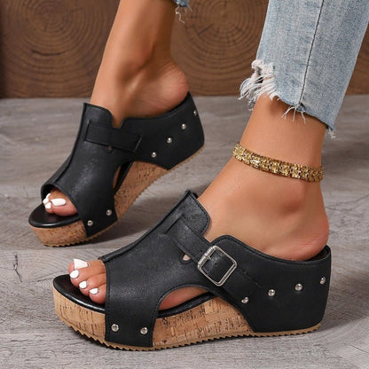 Wendy Wedge Sandals | Peep Toe, Comfortable Design - Hartwella