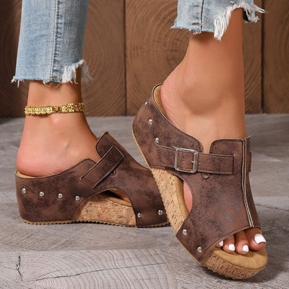 Wendy Wedge Sandals | Peep Toe, Comfortable Design - Hartwella