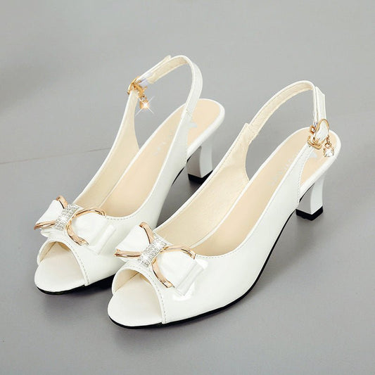 Wendy Women's Sandals | Mid - Heel, Bow Detail, Durable PU Upper - Hartwella