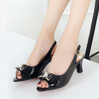 Wendy Women's Sandals | Mid - Heel, Bow Detail, Durable PU Upper - Hartwella