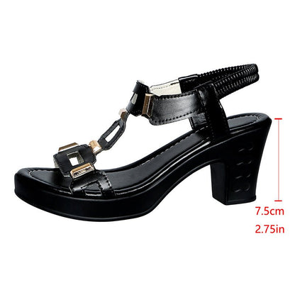 Wesley T-Strap Sandals | Comfortable Block Heel Design - Hartwella