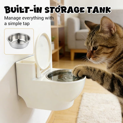 Whimsy Cat Bowl | Wall-Mounted Toilet Design, Stainless Steel - Hartwella