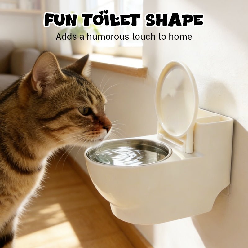 Whimsy Cat Bowl | Wall-Mounted Toilet Design, Stainless Steel - Hartwella