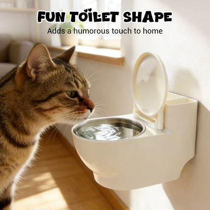 Whimsy Cat Bowl | Wall-Mounted Toilet Design, Stainless Steel - Hartwella