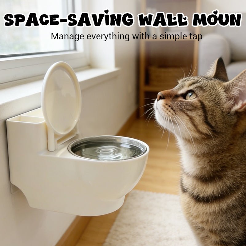 Whimsy Cat Bowl | Wall-Mounted Toilet Design, Stainless Steel - Hartwella
