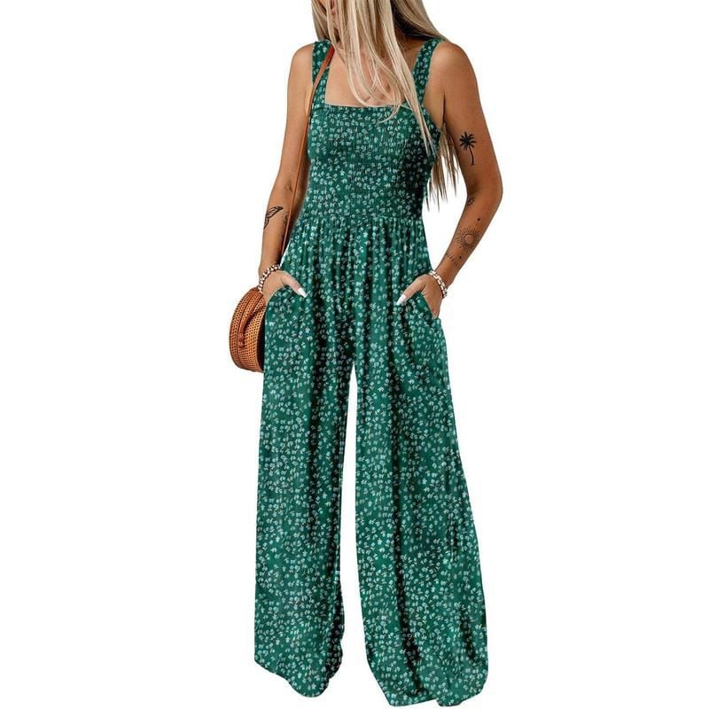 Willa Floral Jumpsuit | Sleeveless, Elastic Waist, Comfortable Polyester - Hartwella