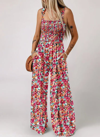 Willa Floral Jumpsuit | Sleeveless, Elastic Waist, Comfortable Polyester - Hartwella