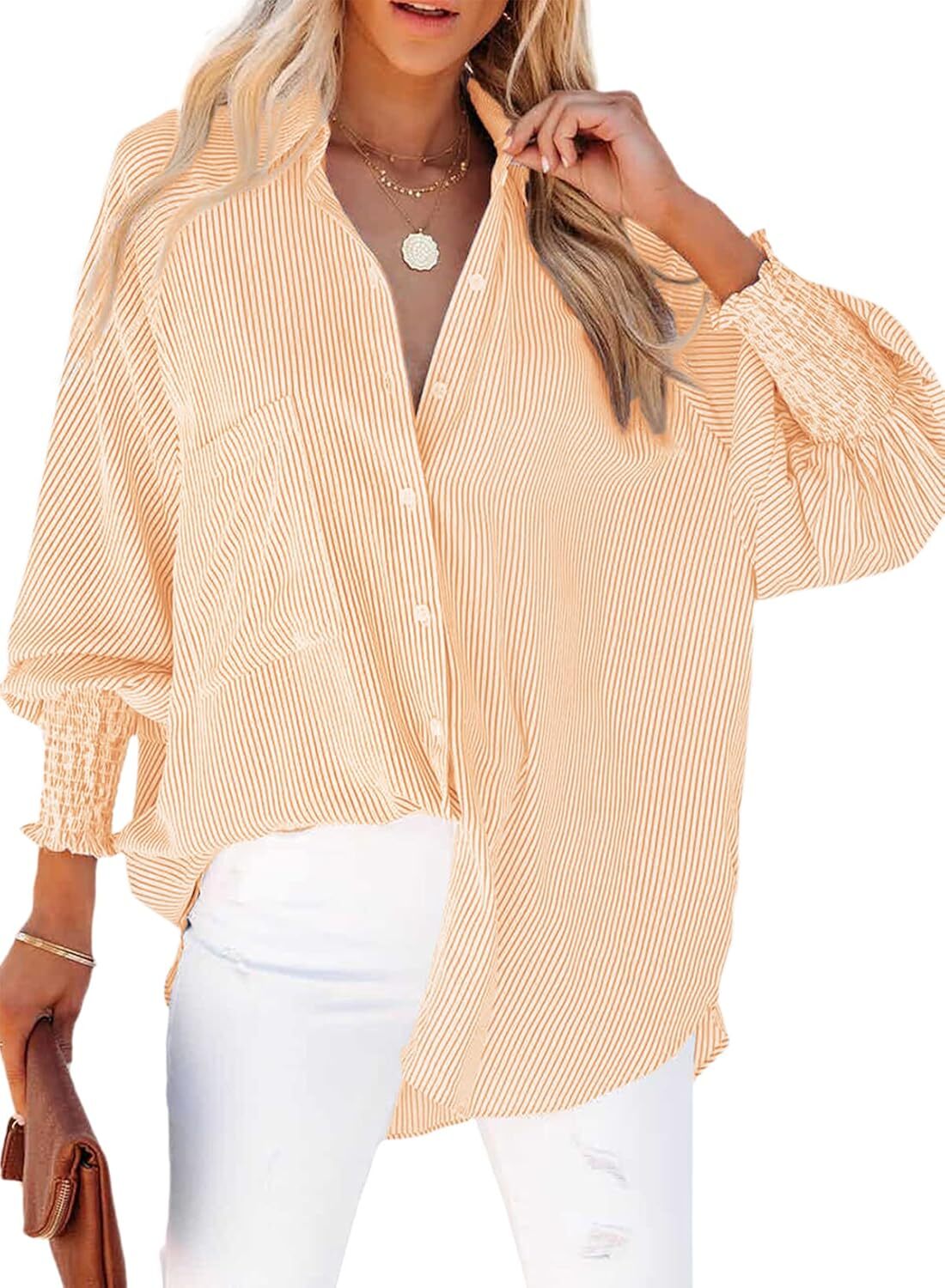 Willa Striped Shirt | Casual Long Sleeve, Lightweight Cotton Blend - Hartwella