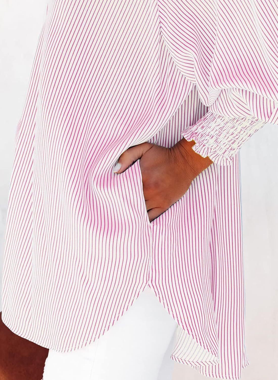 Willa Striped Shirt | Casual Long Sleeve, Lightweight Cotton Blend - Hartwella