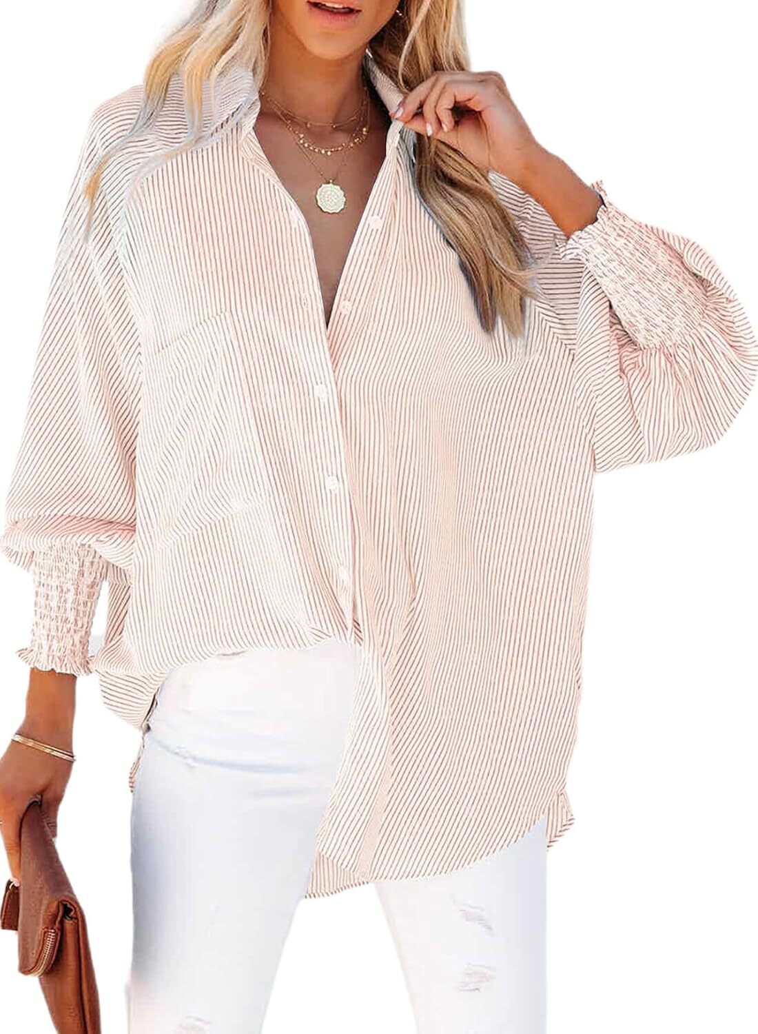 Willa Striped Shirt | Casual Long Sleeve, Lightweight Cotton Blend - Hartwella