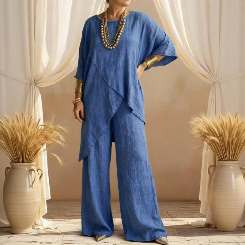 Willa Two - Piece Outfit | Asymmetrical Top, Relaxed Fit, Plus Size Women's Clothing - Hartwella