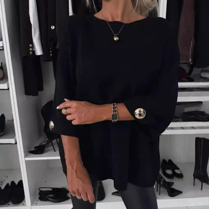 Wina Classic Knit Top | Three - Quarter Sleeve, Cotton Blend - Hartwella