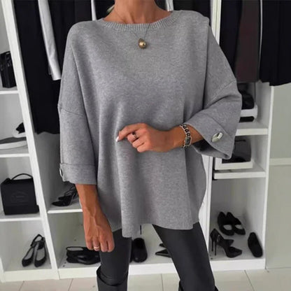Wina Classic Knit Top | Three - Quarter Sleeve, Cotton Blend - Hartwella