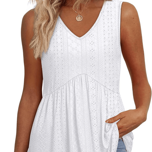 Wina Floral Tank Top | V-Neck, Sleeveless Design, Soft Fabric - Hartwella