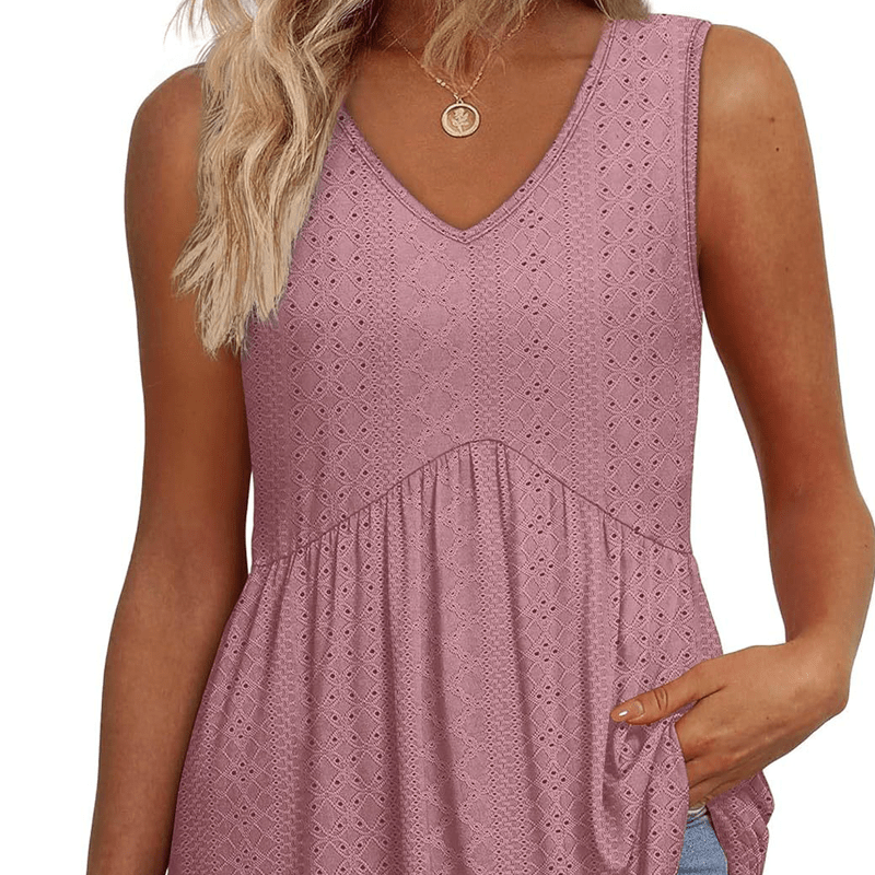 Wina Floral Tank Top | V-Neck, Sleeveless Design, Soft Fabric - Hartwella