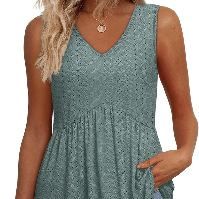 Wina Floral Tank Top | V-Neck, Sleeveless Design, Soft Fabric - Hartwella