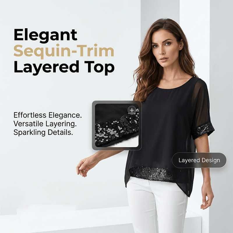 Wina Sequin Top | Elegant Blouse for Women, Soft Fabric, Going Out - Hartwella
