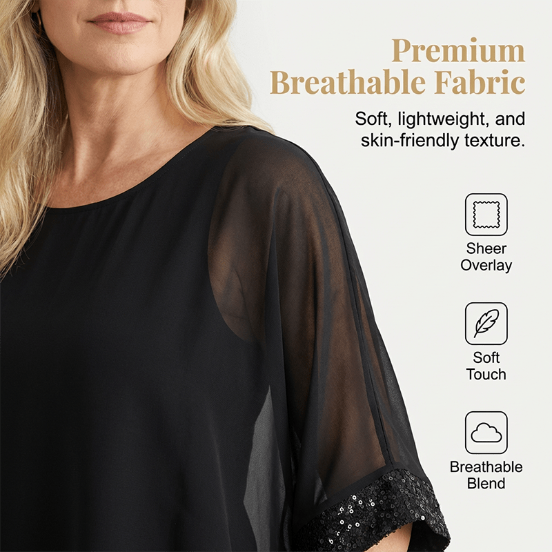 Wina Sequin Top | Elegant Blouse for Women, Soft Fabric, Going Out - Hartwella
