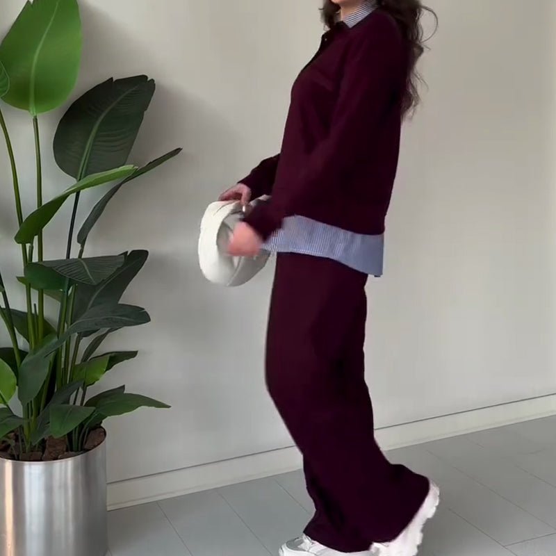 Wina Two-Piece Set | Casual Long-Sleeved Top and Pants - Hartwella