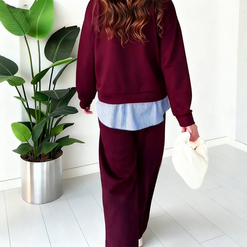 Wina Two-Piece Set | Casual Long-Sleeved Top and Pants - Hartwella