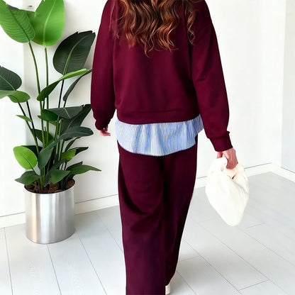 Wina Two-Piece Set | Casual Long-Sleeved Top and Pants - Hartwella